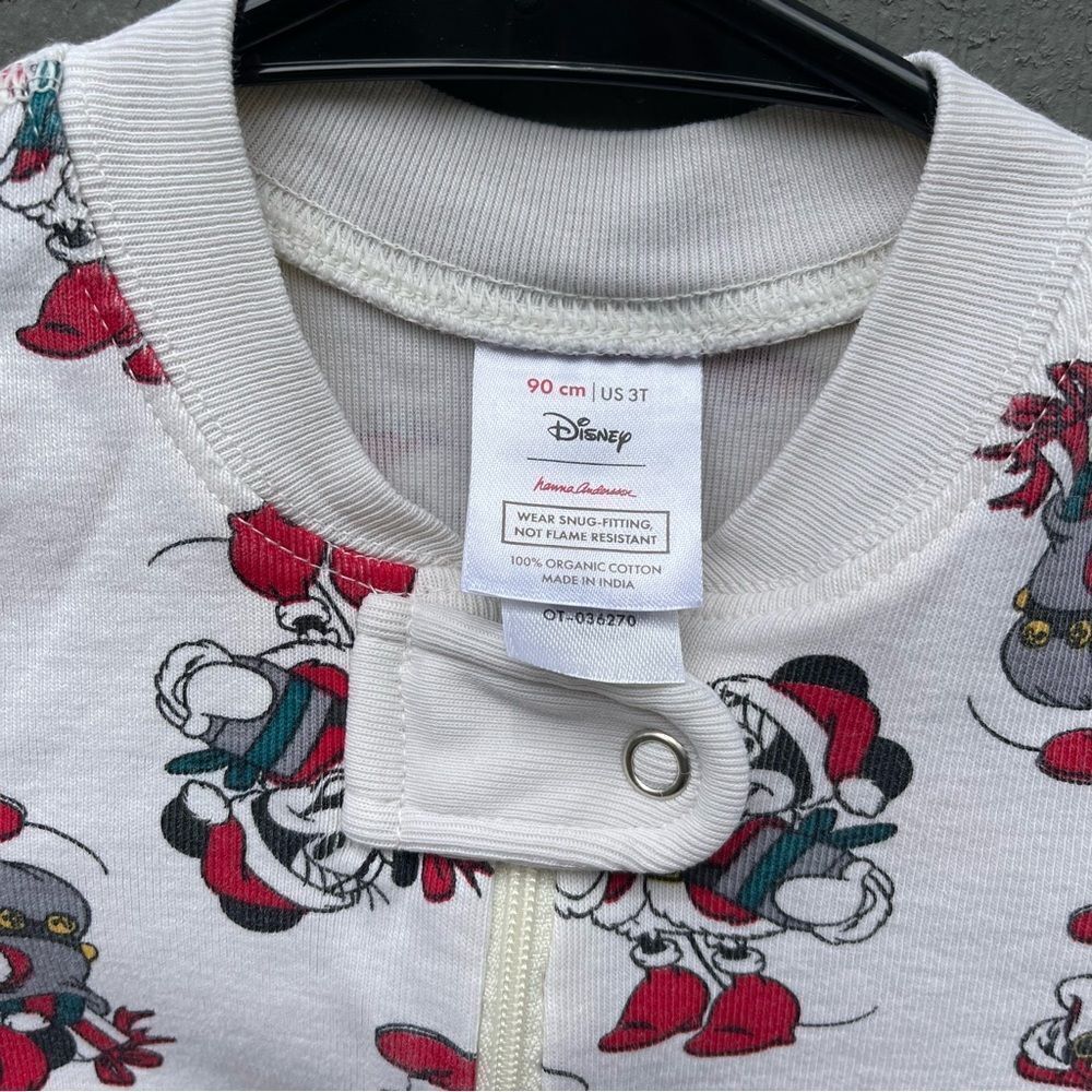 Hanna Andersson x Disney Mickey Mouse Christmas Santa Print One Piece Pajama 3T - Picture 3 of 8